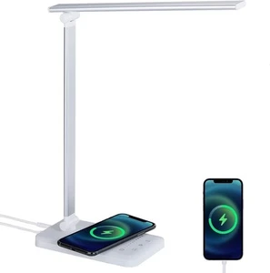 Lampada da Scrivania a LED con Ricarica Wireless e Porta di USB, Dimmerabile - Photo 1/7