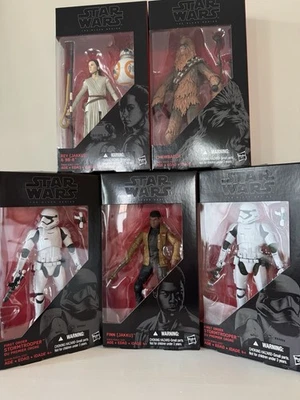 Star Wars Black series SET of 5: Rey, Chewy, Finn, Stormtrooper x 2 - NIB!! - Image 1 of 4