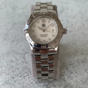 Tag Heuer Aquaracer Mother Of Pearl WAF1415 Diamond Dot Quartz Watch - Full Set - Picture 1 of 24