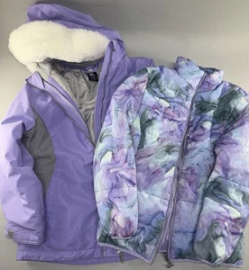 Gerry 3 In 1 Girl's Winter Coat with Hood Purple Med Ski Snow Insulated EUC - Picture 1 of 14