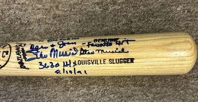 Stan Musial Cardinals (personalizado) FIRMADO Louisville Slugger Bat con holograma Foto 1 de 4