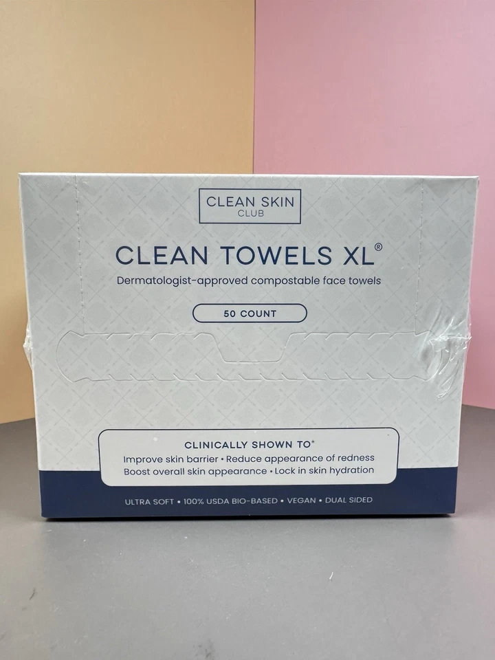 CLEAN SKIN CLUB Disposable Face Towels XL 1 Pack 50 Ct NEW- Ultra Soft