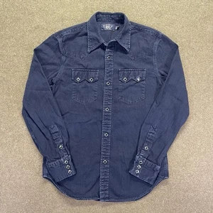 Camisa vaquera RRL Ralph Lauren para hombre mediana negra calce ajustado botón a presión - Imagen 1 de 23