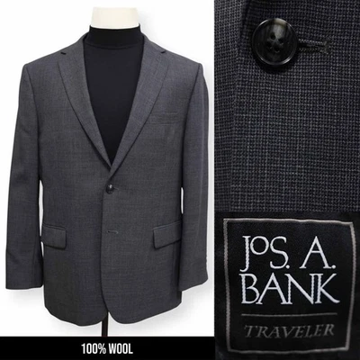 JOS A BANK Hombre Gris Rejilla 100% LANA Slim Fit Abrigo Deportivo Traje Chaqueta Blazer 44 R Foto 1 de 4