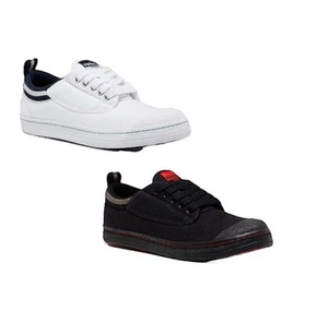 Mens Dunlop Classic Canvas Volleys Volley Sneakers Casual Shoes Black White - Picture 1 of 8