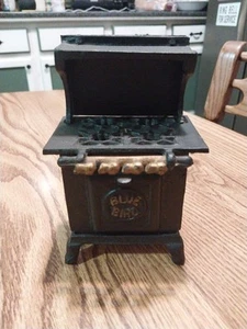 Vintage Blue Bird Mini Cast Iron Stove Music Box George Good Corporation - Picture 1 of 14