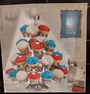 Godinger Silver, Revolving Five Tier Cupcake Stand, Accommodates 35 Cup Cakes. - Picture 1 of 8