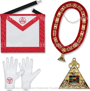 Masonic Royal Arch Apron Set – Collar, Gloves, Jewel | Embroidered Regalia - Picture 1 of 6