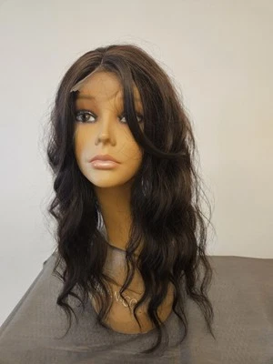 NOVO TOPPER DE CABELO ONDULADO FRANJA FRONTAL DE RENDA MARROM ESCURO  - Imagem 1 de 4