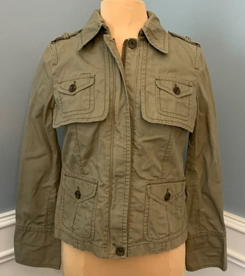 Chaqueta J Crew para mujer 6 tareas granero carga militar utilitaria lona ajustada cremallera completa Foto 1 de 4
