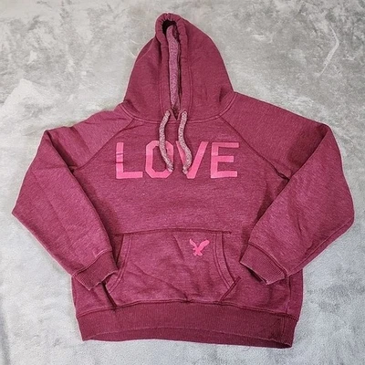 American Eagle Sudadera Mujer Rosa Sudadera con Capucha "LOVE" Informal Ropa Activa Informal Foto 1 de 4