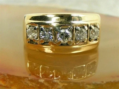 3Ct Round Cut Lab Created Diamond 14K Yellow Gold Finish Men's Cluster Ring Band - Image 1 of 3