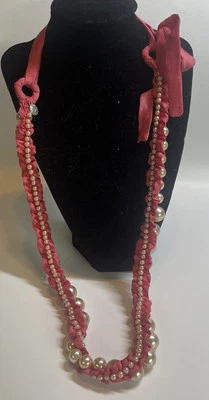 Ranjana Khan Collar Rosa Tela Perla Collar Envoltura 5329 Foto 1 de 4