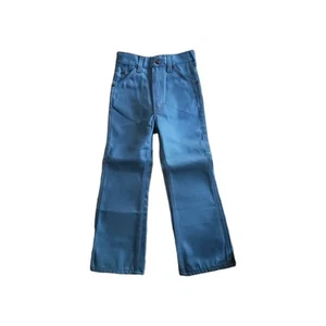 Vintage Boys Flare Denim Jeans Sz 7 Slim J C Penney 1970s NOS Costume Dept Tags - Picture 1 of 9
