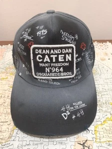 Cappello grigio invecchiato nuovo con etichette vintage Dsquared2 DEAN AND DAN CATEN WANT FREEDOM N964 - Foto 1 di 4