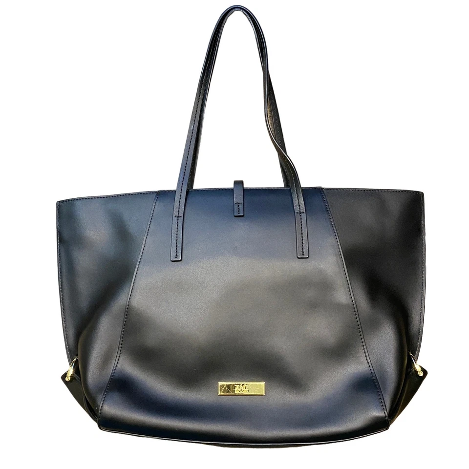 Bolso Shopper Eartha de cuero reforzado plegado Zac Posen (herrajes negros/latón) Foto 1 de 4