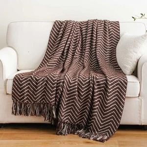 Chocolate Brown Throw Blanket for Couch, Decorative Knit Dark Brown Blanket f... - Picture 1 of 9