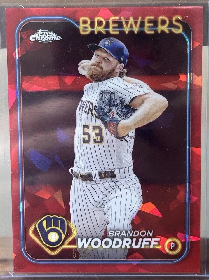Brandon Woodruff 2024 Topps Chrome Sapphire Edition #103 red /5 brewers  - Image 1 of 2