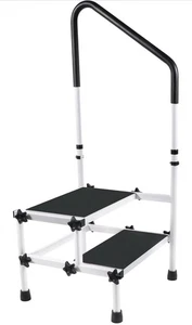 Safety 2 Step Stool with Handrail Handle.Bath Kitchen Shower Bathroom Caravan UK - Picture 1 of 16
