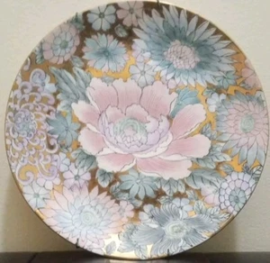 Toyo Grandmillennial Decor Peonia Dorata Piatto Dipinto a Mano Floreale 10,5" Vintage - Foto 1 di 20