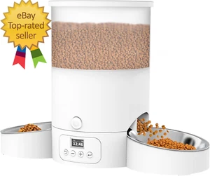 Automatic Cat Feeder for 2 Cats, 3L Cat Food Dispenser Auto Cat Feeder with 2 St - Picture 1 of 12