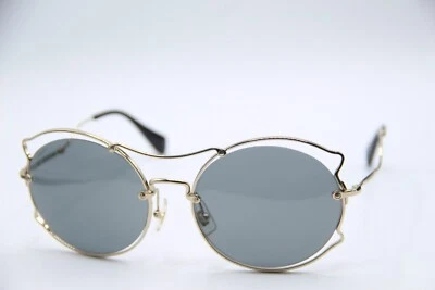 NEW MIU MIU SMU50S ZVN-9K1 GOLD AUTHENTIC DESIGNER SUNGLASSES 57-19 - Image 1 of 4