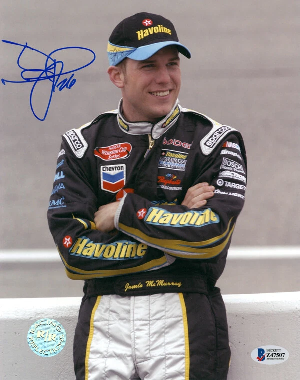 FOTO 8x10 firmada autografiada por Jamie MCMURRAY LEGENDARIO CONDUCTOR NASCAR BECKETT BAS Foto 1 de 2