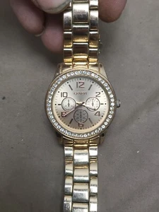 Geneva Gold Toned Chronological Watch Mens - Picture 1 of 10