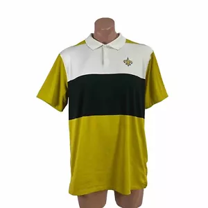 Nike Dri Fit New Orleans Saints Gold Multicolor Golf Polo Large Embroidered Rare - Picture 1 of 11