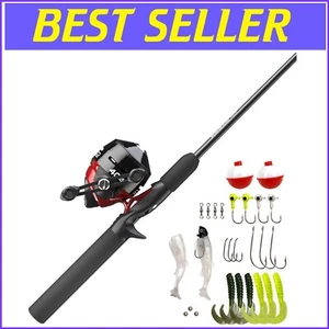 Ambidextrous 404 Spincast Fishing Combo with Built-in Bite Alert & Tackle Set - Picture 1 of 13