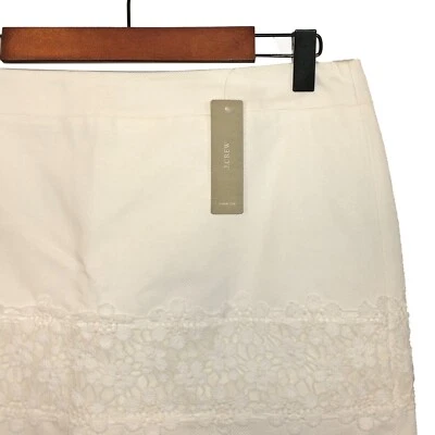 J. Minifalda Crew marfil línea A con dobladillo de encaje de ganchillo - Talla 4 - Nueva con etiquetas Foto 1 de 4