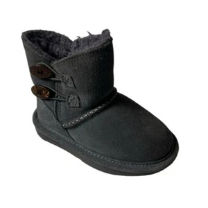 Bearpaw Toddler Girls Grey Short Shearling Suede Boots Size 7  - Picture 1 of 4