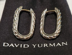 [NEW] David Yurman Silver/Gold Madision Cable Hoop Earrings - Certificate - Picture 1 of 10