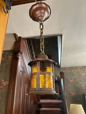 Lámpara colgante de porche de cobre martillado artesanal, recuperada, envío y devolución gratuitos Foto 1 de 4