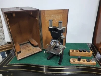 MICROSCOPE EN BOITE + OBJECTIFS CARL ZEISS JENA ANCIEN - Photo 1/4