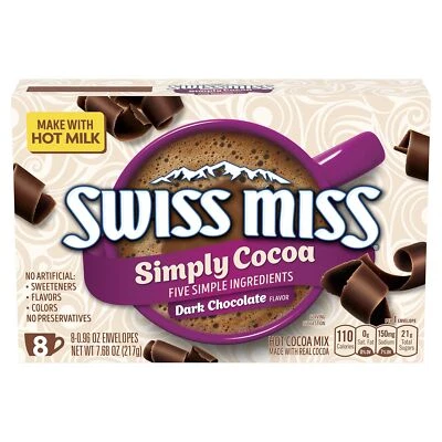 Swiss Miss Simply Cacao Chocolate Oscuro Mezcla de Cacao Caliente Paquete de 24 de 0,96 Onzas Foto 1 de 4