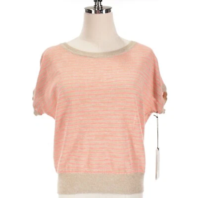 Top tejido manga corta blanco + Warren nuevo con etiquetas talla XS en rayas rosa tostado/neón Foto 1 de 4