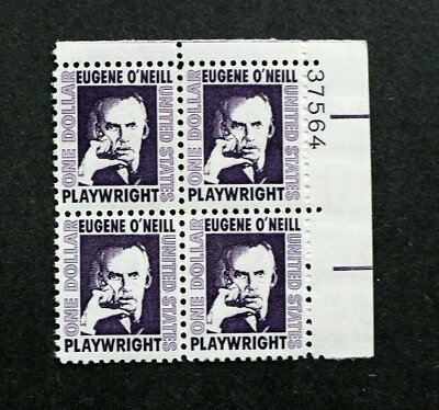 U.S. Scott #1294 Plate Block, $1 Eugene O'Neill, MNH/OG/FVF - Image 1 of 2