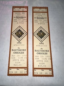 Baltimore Orioles Full Tickets August 23rd 1992 Cal Ripken Jr Game Streak. Ex - Picture 1 of 2