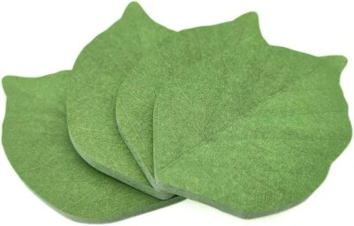 BARGAINS EXPRESS UK 4pk Green Leaves Leaf Shaped Sticky Notes Novelty Bookmarks 200 Sheets Memo Pad