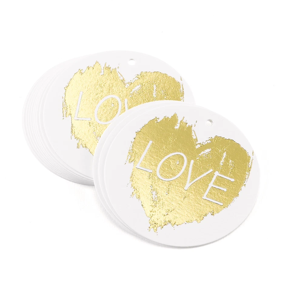 Pincel Of Love Blanco con Lámina Dorada Etiquetas Favor Boda 25/pk Foto 1 de 1