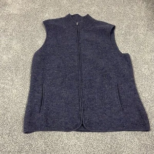 Talbots Vintage Women 100% Wool Blue Mock Neck Zip-Up Vest Medium Classic - Picture 1 of 8