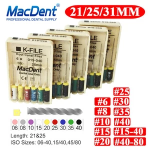 MacDent Dental Endo Root Canal File Hand Use K-Files Stainless Steel 21mm/25mm - Picture 1 of 22