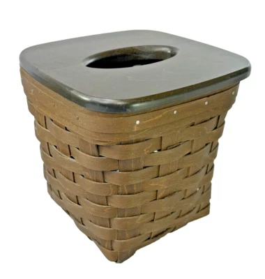 Longaberger Rich Brown CESTA DE PAÑUELOS ALTA con Tapa 2012 Foto 1 de 4