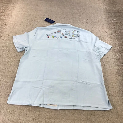 Nat Nast Shirt Mens Large Button Up Camp Hawaiian Las Vegas Stripe Embroidery - Image 1 of 4