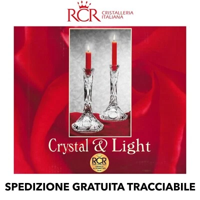 COPPIA DI 2 PORTACANDELE IN VETRO RCR - CRISTALLERIA ITALIANA - COME NUOVO - Immagine 1 di 4