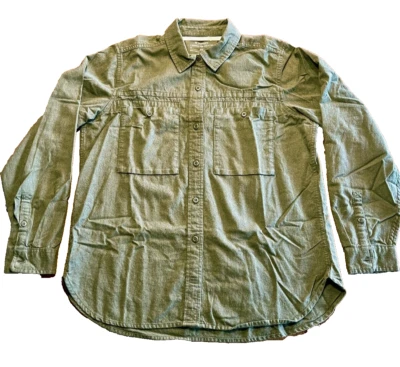 Camisa grande REI cooperativa para mujer de algodón orgánico con botones verde informal Foto 1 de 4
