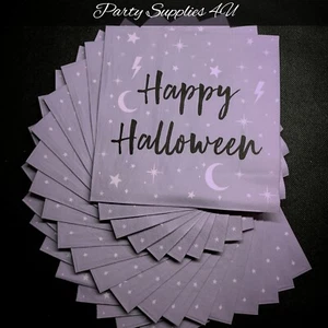 20pk Happy Halloween Lilac Paper Napkins/Party/Food/Table/Tissue/Moon/Purple - Picture 1 of 2