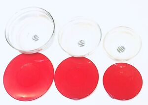 Avon Kitchen Set of 3 Glass Bowls with Red Lids Prep Serve Bowls See Details