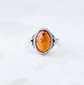 Baltic Amber Ring 925 Sterling Silver Handmade Ring Beautiful Stone jewelry Ring - Picture 1 of 12